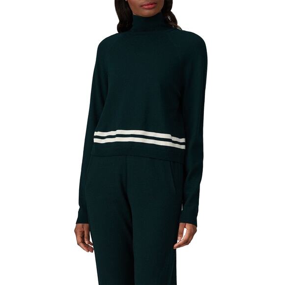 LNDR Sz XS/S Dark Green Wool Arctic Varsity Striped Turtleneck Sweater logo - Picture 1 of 5